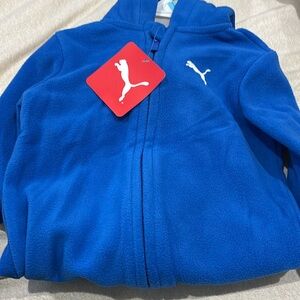 Puma Kids cozy warm blue fleece hoodie one piece for baby